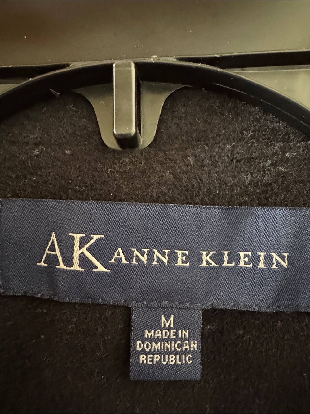 Anne Klein Black Belted Wool-Blend Trench Coat - Picture 3 of 4